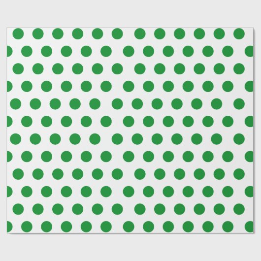 White & Light Green Medium Polka Dot Kerstmis Cadeaupapier (Vlak)
