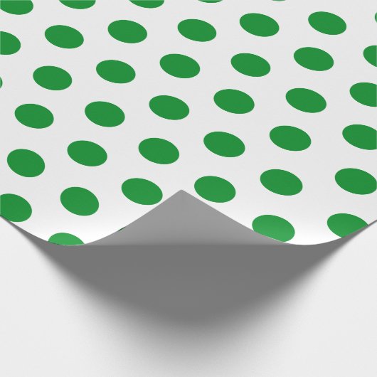 White & Light Green Medium Polka Dot Kerstmis Cadeaupapier (Hoek)
