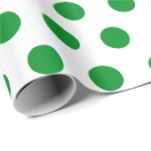 White & Light Green Medium Polka Dot Kerstmis Cadeaupapier (Rol Hoek)