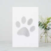 White/Light Grey Halftone Paw Print Briefpapier (Staand voorkant)
