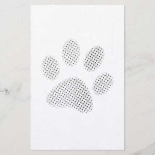 White/Light Grey Halftone Paw Print Briefpapier (Voorkant)