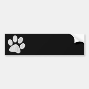 White/Light Grey Halftone Paw Print Bumpersticker