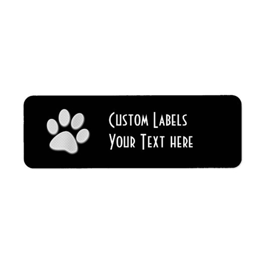 White/Light Grey Halftone Paw Print Etiket (Voorkant)