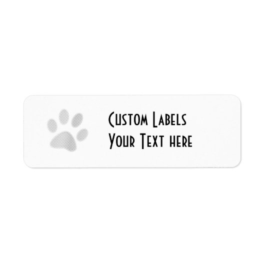 White/Light Grey Halftone Paw Print Etiket (Voorkant)