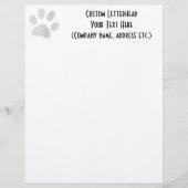 White/Light Grey Halftone Paw Print Gepersonaliseerd Briefhoofd (Voorkant)