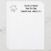 White/Light Grey Halftone Paw Print Gepersonaliseerd Briefhoofd (Voorkant / Achterkant)