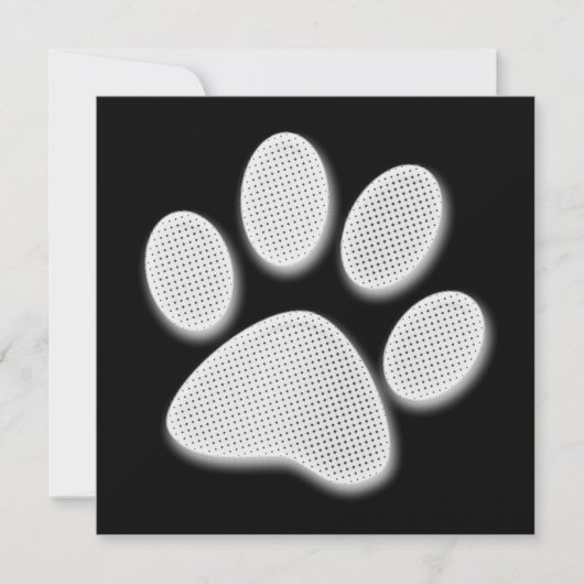 White/Light Grey Halftone Paw Print Kaart (Voorkant)