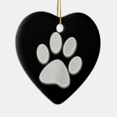 White/Light Grey Halftone Paw Print Keramisch Ornament (Rechts)