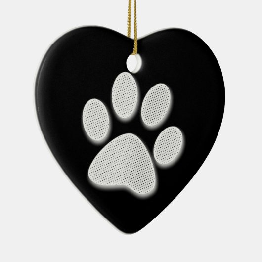 White/Light Grey Halftone Paw Print Keramisch Ornament (Rechts)