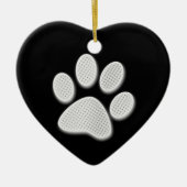 White/Light Grey Halftone Paw Print Keramisch Ornament (Voorkant)