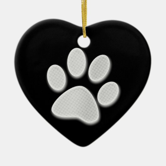 White/Light Grey Halftone Paw Print Keramisch Ornament (Voorkant)