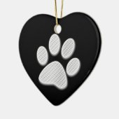 White/Light Grey Halftone Paw Print Keramisch Ornament (Links)