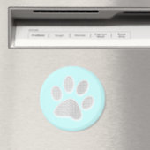 White/Light Grey Halftone Paw Print Magneet (Insitu (Vaatwasser))