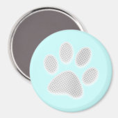 White/Light Grey Halftone Paw Print Magneet (Voorkant / Achterkant)