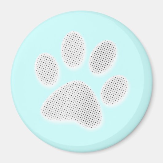 White/Light Grey Halftone Paw Print Magneet (Voorkant)