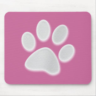 White/Light Grey Halftone Paw Print Muismat