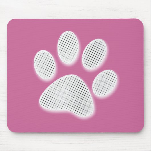 White/Light Grey Halftone Paw Print Muismat (Voorkant)