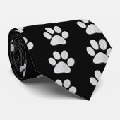 White/Light Grey Halftone Paw Print Stropdas (Opgerold)