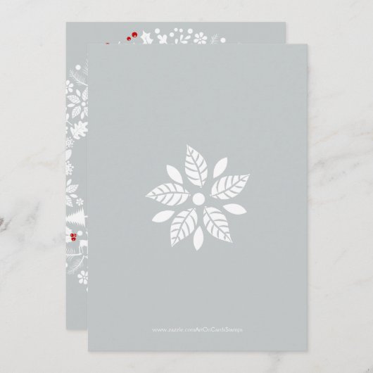 White & Light Grey Kerstmis Prettige feestdagen Feestdagenkaart (Voorkant / Achterkant)