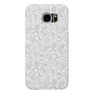 White & Light Grey  Paisley Pattern Samsung Galaxy S6 Hoesje