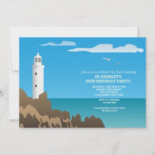 White Lighthouse Invitation Kaart (Voorkant)