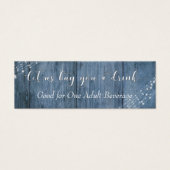 White Lights & Blue Rustic Wood Drink Tickets Mini Visitekaartjes (Voorkant)
