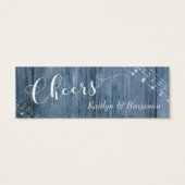 White Lights & Blue Rustic Wood Drink Tickets Mini Visitekaartjes (Achterkant)