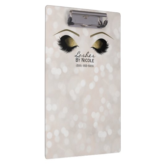 White Lights Gold Makeup Eyes Lashes Personalized Klembord (Rechts)