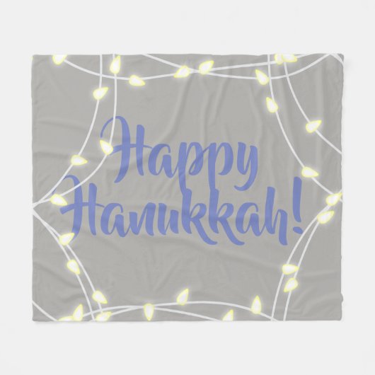 White Lights Hanukkah Greeting Fleece Deken (Voorkant (Horizontaal))