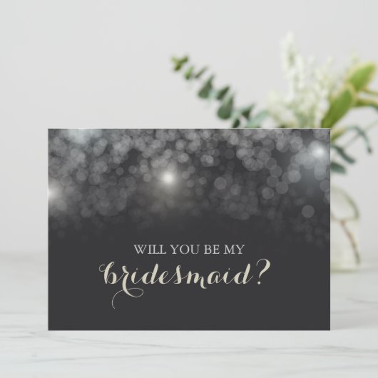 White Lights Sparkle zal je mijn Bridesmaid zijn Kaart (Staand voorkant)