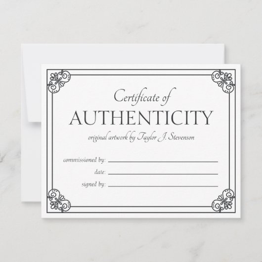 White Lijst Certificate of Authenticity (Voorkant)