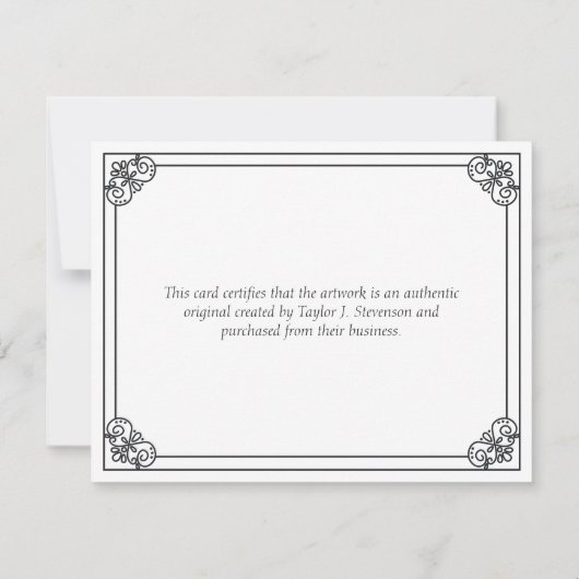 White  Lijst Certificate of Authenticity (Achterkant)