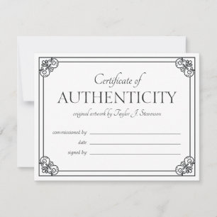 White  Lijst Certificate of Authenticity