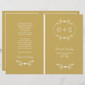 White lijst, initialen gevouwen gouden trouwprogra (Voorkant / Achterkant)