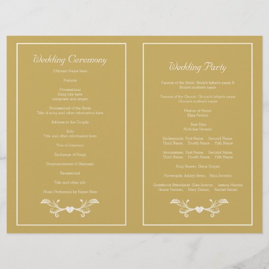 White lijst, initialen gevouwen gouden trouwprogra (Achterkant)