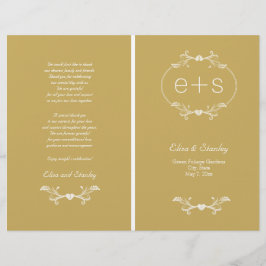 White lijst, initialen gevouwen gouden trouwprogra