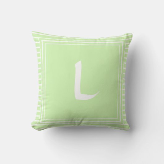 White Lijst Monogram Letter Stripes Cushion Kussen (Voorkant)