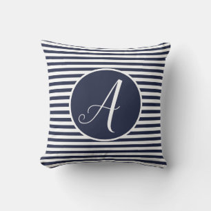 White Lijst Monogram Letter Stripes Cushion Kussen