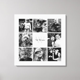 White Lijst Monogrammed Photo Collage Canvas Afdruk
