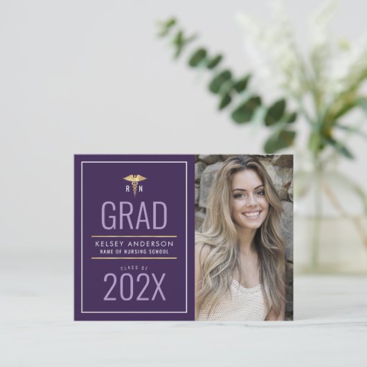 White lijst Nursing School afstuderen aangekondigd Briefkaart (Staand voorkant)