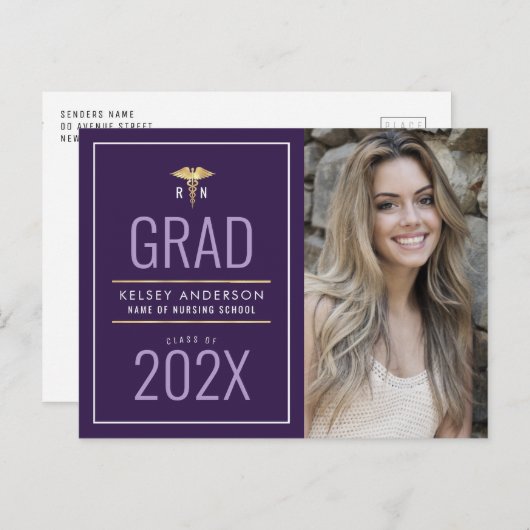 White lijst Nursing School afstuderen aangekondigd Briefkaart (Voorkant / Achterkant)