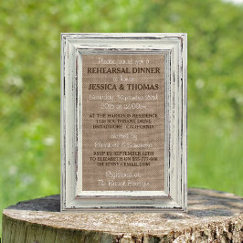 White Lijst Rustic Burlap Wedding Rehearsal Dinner Kaart