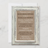 White Lijst Rustic Burlap Wedding Rehearsal Dinner Kaart (Voorkant)