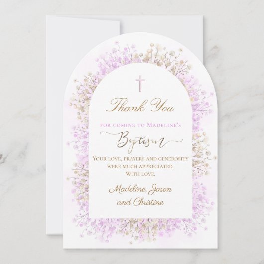 white lilac flowers Baptism thank you card Kaart (Voorkant)