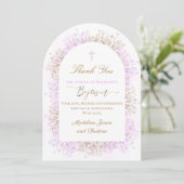 white lilac flowers Baptism thank you card Kaart (Staand voorkant)