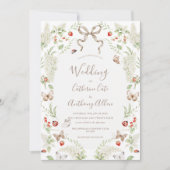 White Lilacs Greenery Ribbon Whimsical Wedding Kaart (Voorkant)