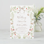 White Lilacs Greenery Ribbon Whimsical Wedding Kaart (Staand voorkant)