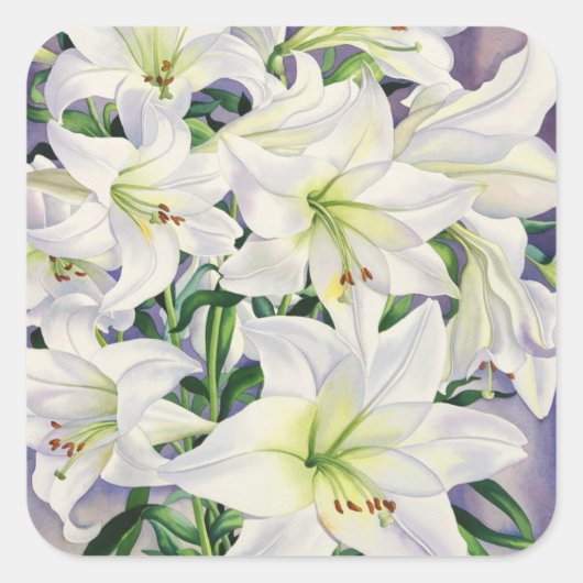 White Lilies 2008 Vierkante Sticker (Voorkant)