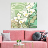 White Lilies 24-inch x24-inch canvas met twee pane (Insitu (Woonkamer))