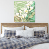 White Lilies 24-inch x24-inch canvas met twee pane (Insitu (Slaapkamer))